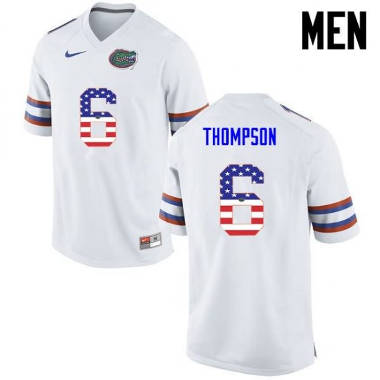 Men's Florida Gators #6 Deonte Thompson NCAA Nike White USA Flag Fashion Authentic Stitched College Football Jersey XLP1162ZX